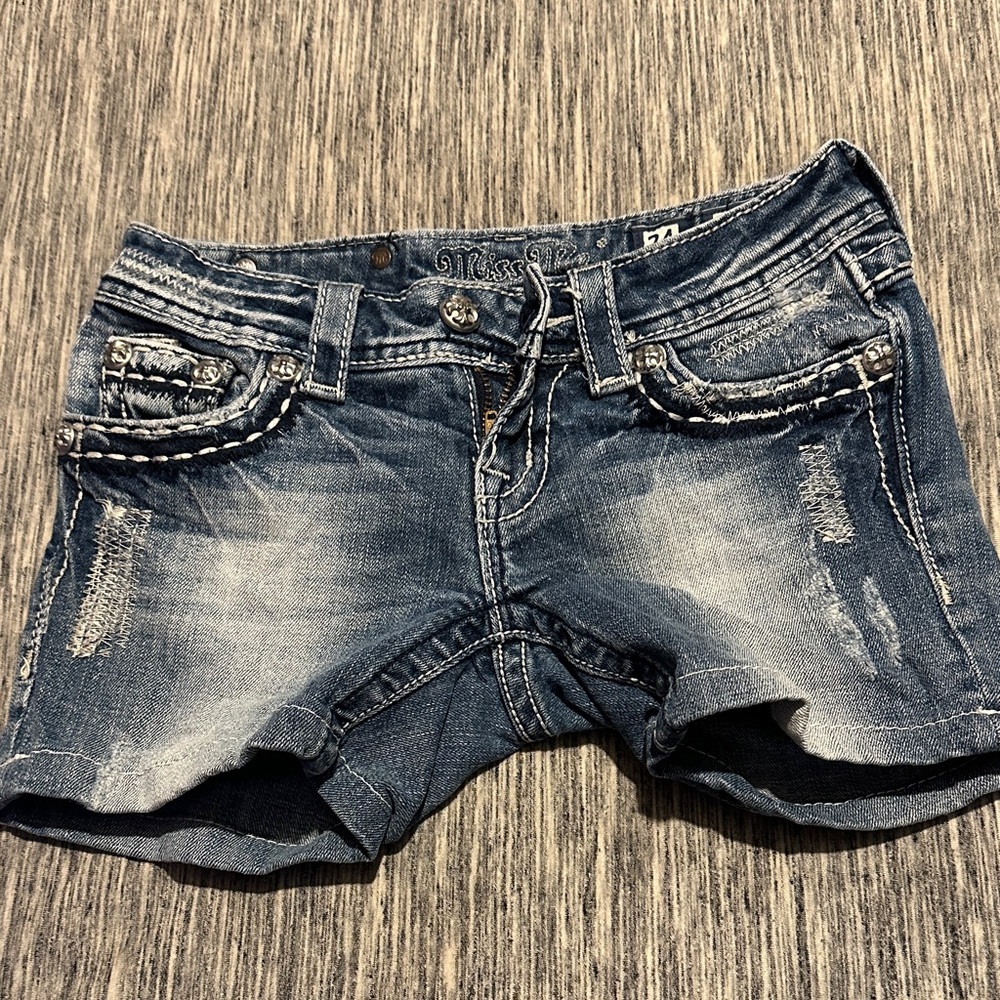 Miss Me Distressed Blue Jean Shorts